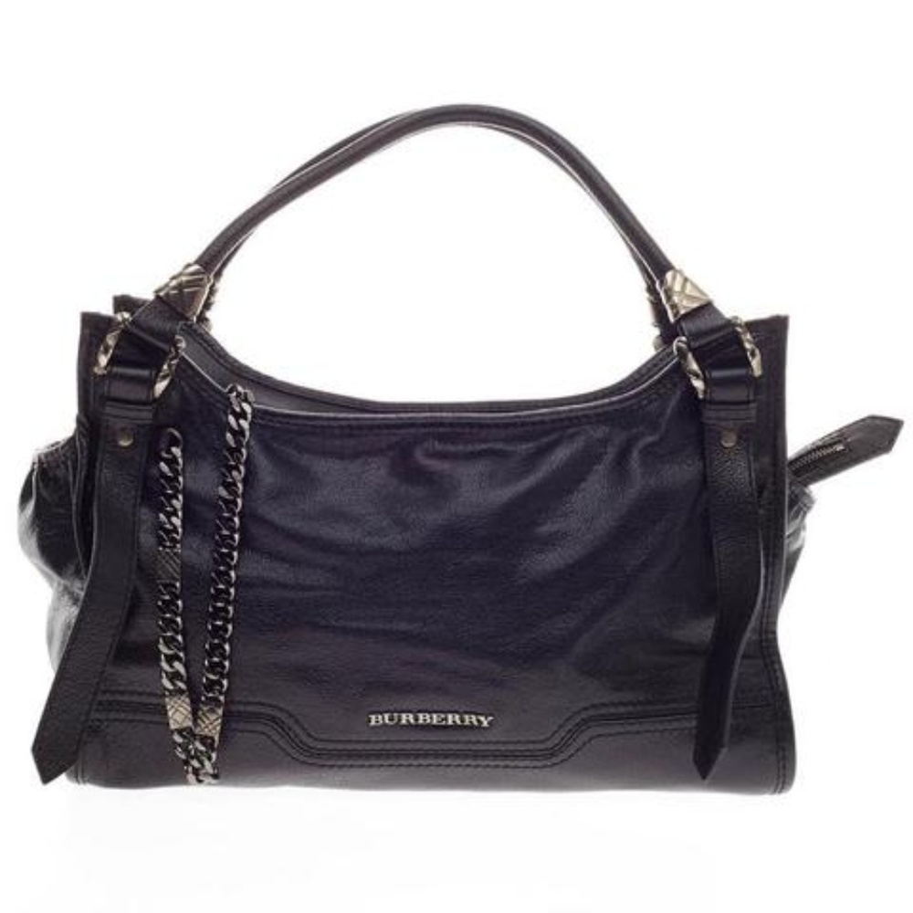 Burberry Nova Check Chain Leather Satchel